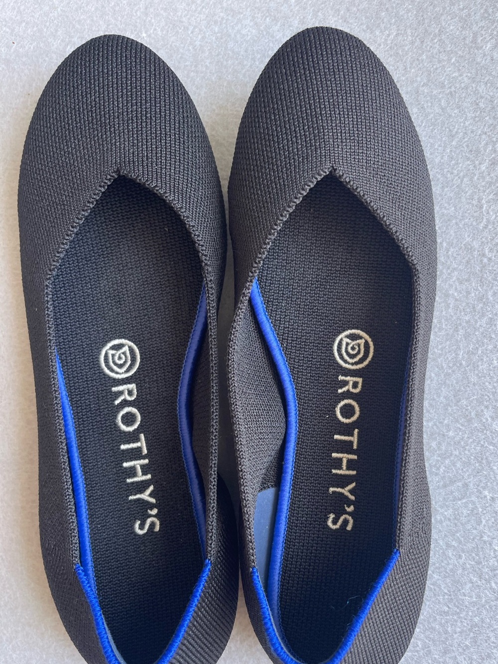 Rothy’s The Flat Round Toe Slip On Ballet Shoe Black Knit Casual Womens Size 7.5